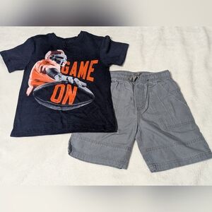 Game On T-Shirt and Gray Shorts Set